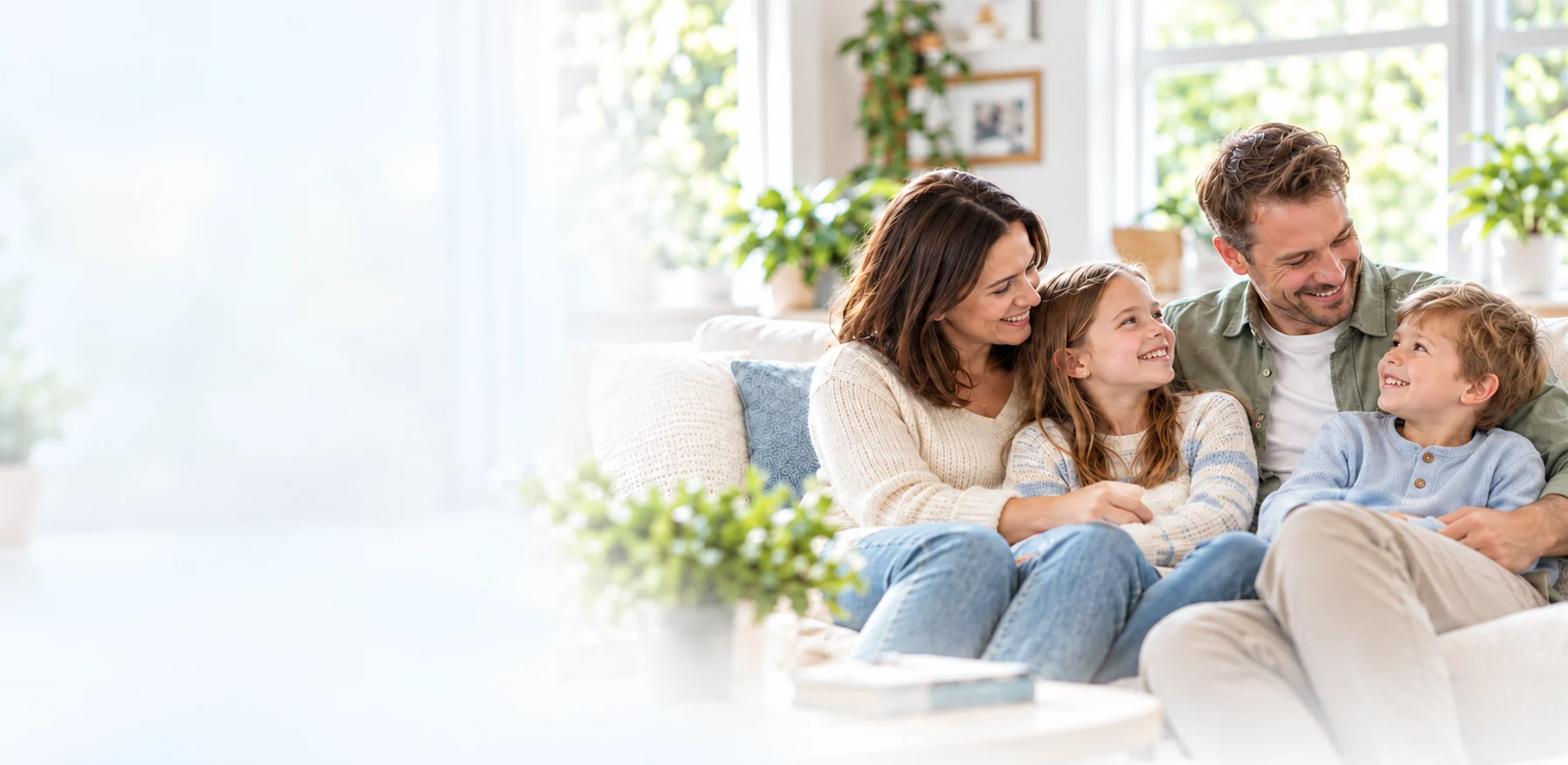 A family enjoying time together at home